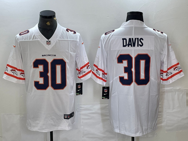 Men's Denver Broncos Terrell Davis #30 White Game Player Jersey