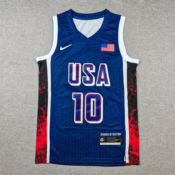 Men's 2024 USA Dream Team Jayson Tatum #10 Navy Authentic Player Jersey