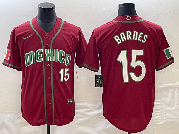 Men's 2023 World Baseball Classic #15 Austin Barnes Mexico Red Jersey