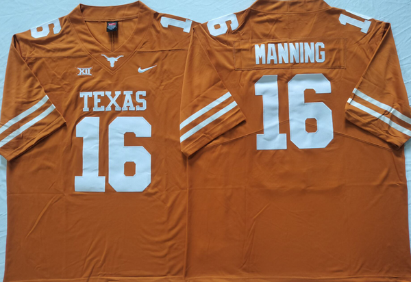 Men's Texas Longhorns Arch Manning #16 Orange Replica Player Jersey