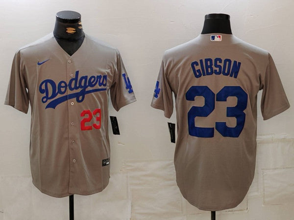 Men's Los Angeles Dodgers Kirk Gibson #23 Gray Limited Player Jersey