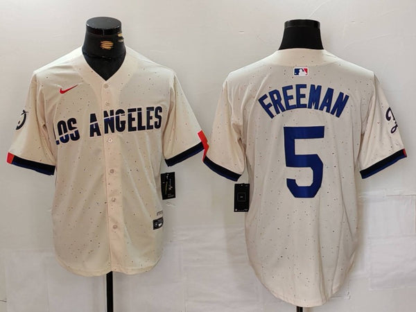 Men's Los Angeles Dodgers Freddie Freeman #5 Cream 2024 City Connect Replica Player Jersey