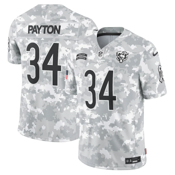 Men's Chicago Bears Walter Payton #34 Arctic Camo 2024 Salute to Service Retired Player Limited Jersey