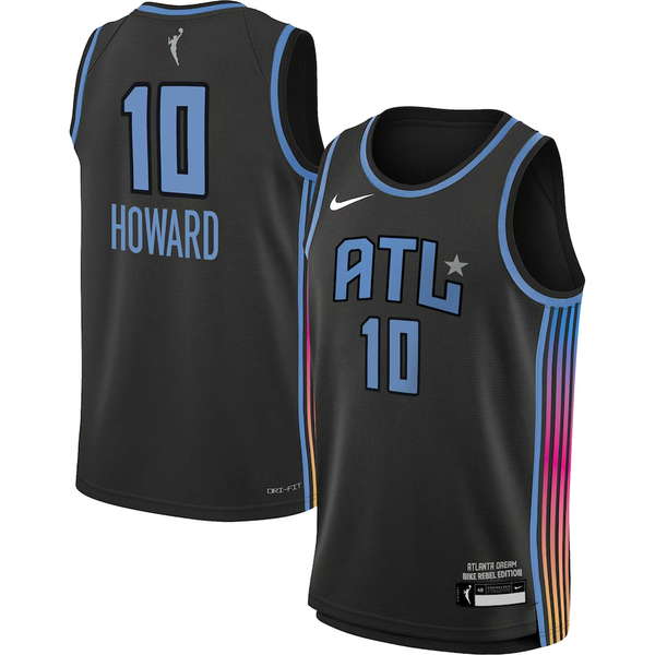 Men's Atlanta Dream Rhyne Howard #10 Black Anthracite 2021 Rebel Edition Victory Player Jersey