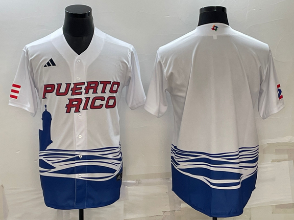 Men's 2023 World Baseball Classic Puerto Rico White Blank Jersey