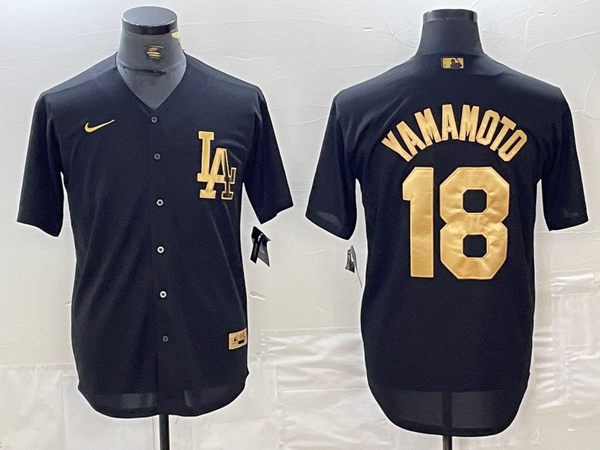 Men's Los Angeles Dodgers Yoshinobu Yamamoto #18 Black Limited Player Jersey