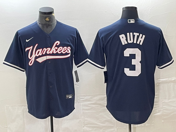 Men's New York Yankees Babe Ruth #3 Navy Limited Player Jersey