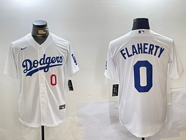 Men's Los Angeles Dodgers Jack Flaherty #0 White Home Replica Player Jersey