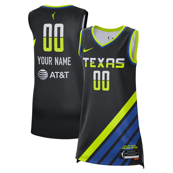 Men's Dallas Wings Black Rebel Edition Custom Jersey