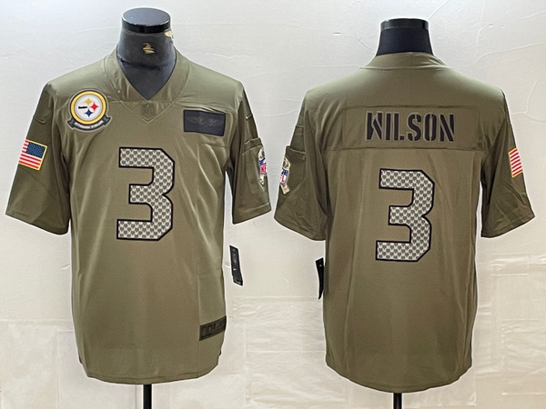 Men's Pittsburgh Steelers Russell Wilson #3 Olive Game Jersey