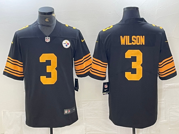 Men's Pittsburgh Steelers Russell Wilson #3 Black Alternate Game Jersey