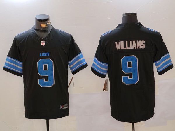 Men's Detroit Lions Jameson Williams #9 Black Player Game Jersey