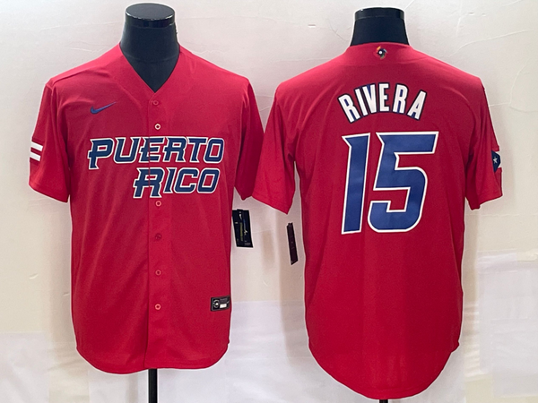 Men's 2023 World Baseball Classic #15 Emmanuel Rivera Puerto Rico Red Jersey