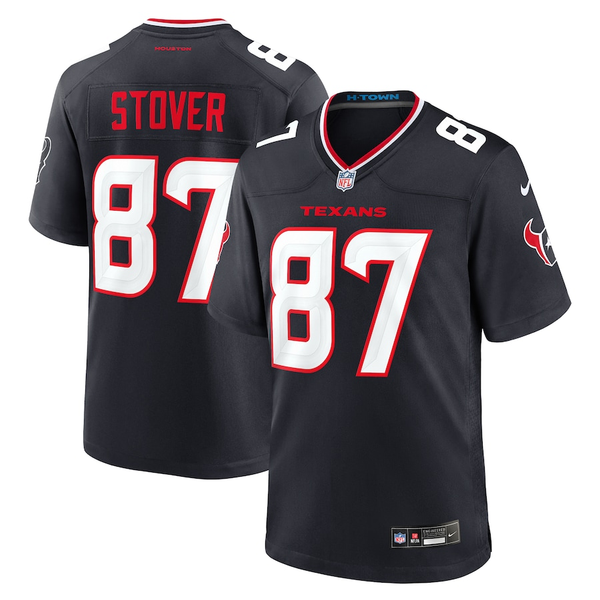 Men's Houston Texans Cade Stover #87 Navy Game Jersey