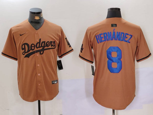 Men's Los Angeles Dodgers Enrique Hernandez #8 Brown Game Player Jersey