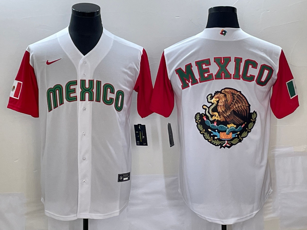 Men's 2023 World Baseball Classic Mexico White/Red Alternate Game Jersey