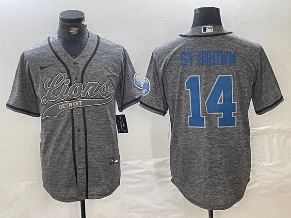 Men's Detroit Lions Amon-Ra St. Brown #14 Gray Player Jersey