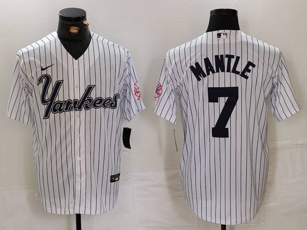 Men's New York Yankees Mickey Mantle White Replica Player Jersey