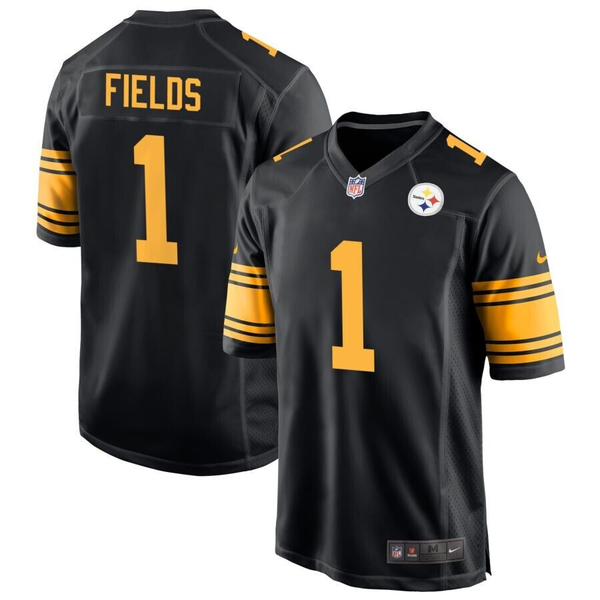 Men's Pittsburgh Steelers Justin Fields #1 Black Game Player Jersey