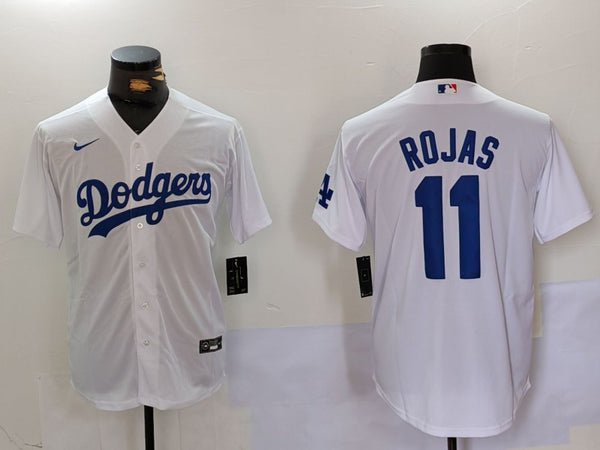 Men's Los Angeles Dodgers Miguel Rojas #11 White Replica Player Jersey