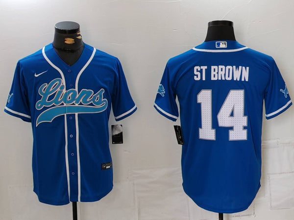 Men's Detroit Lions Amon-Ra St. Brown #14 Blue Game Player Jersey