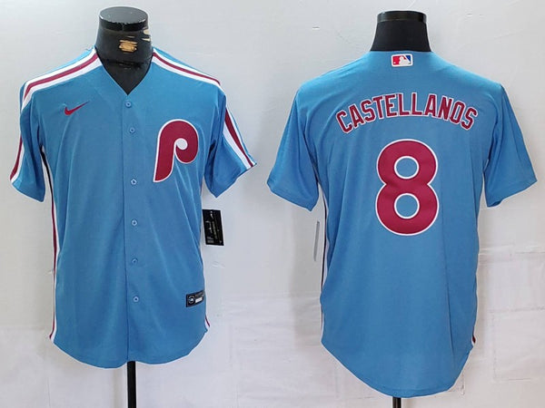 Men's Philadelphia Phillies Nick Castellanos #8 Light Blue Alternate Limited Jersey