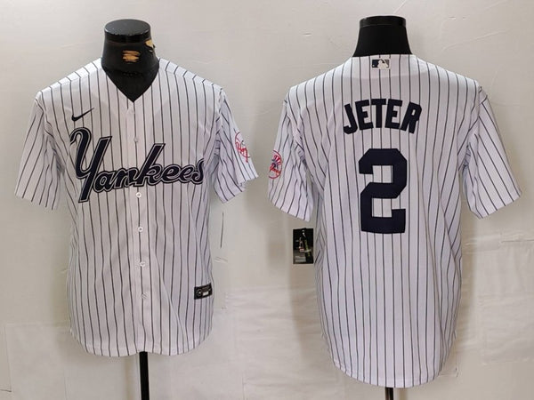 Men's New York Yankees Derek Jeter White Replica Player Jersey