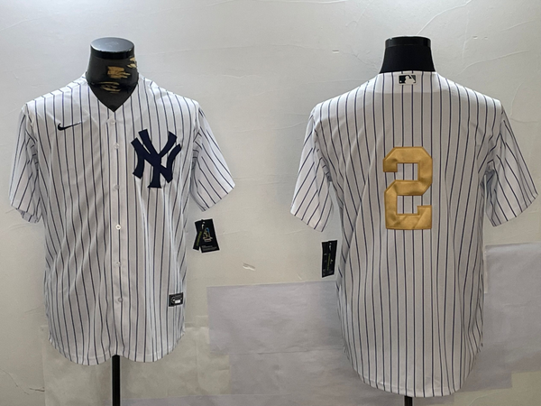 Men's New York Yankees Derek Jeter #2 White Game Team Jersey