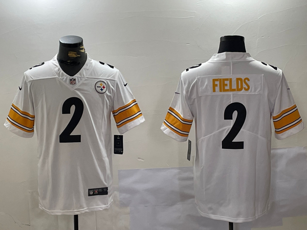 Men's Pittsburgh Steelers Justin Fields #2 White Game Jersey