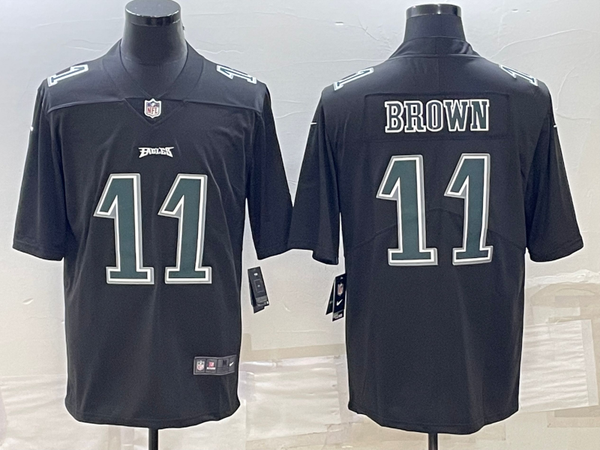 Men's Philadelphia Eagles A.J. Brown #11 Black Fashion Game Jersey