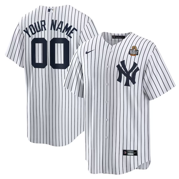 Men's New York Yankees White 2024 World Series Home Replica Custom Jersey