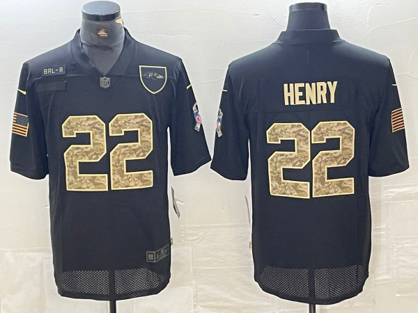 Men's Baltimore Ravens Derrick Henry #22 Black Player Game Jersey