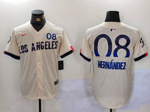 Men's Los Angeles Dodgers Enrique Hernandez #8 Cream 2024 City Connect Player Jersey