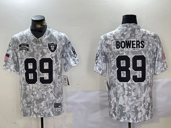 Men's Las Vegas Raiders Brock Bowers #89 Arctic Camo 2024 Salute to Service Limited Jersey