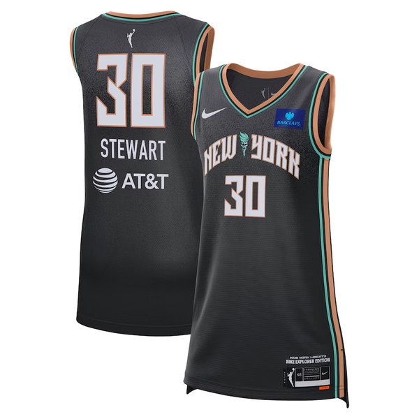 Men's New York Liberty Breanna Stewart #30 Black Explorer Edition Player Jersey