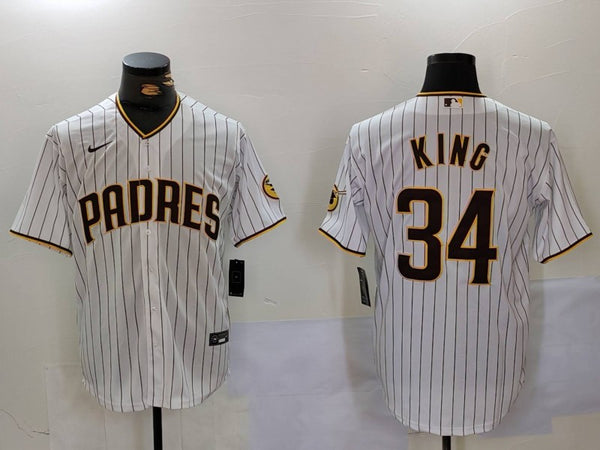 Men's San Diego Padres Michael King #34 White Home Limited Player Jersey