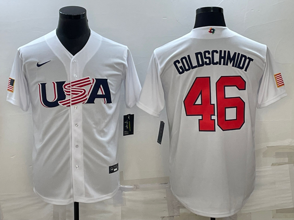 Men's 2023 World Baseball Classic #46 Paul Goldschmidt USA White Jersey