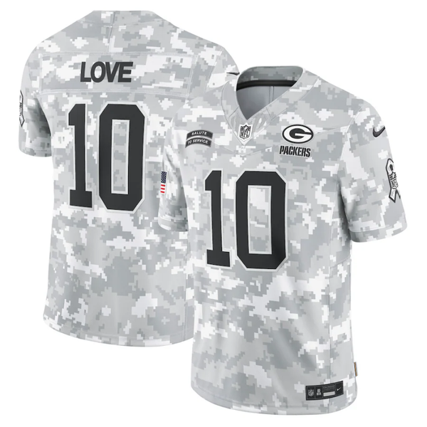 Men's Green Bay Packers Jordan Love #10 Arctic Camo 2024 Salute to Service Limited Jersey