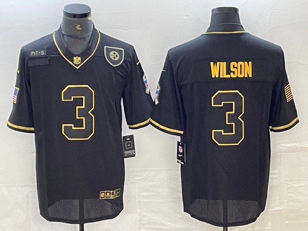 Men's Pittsburgh Steelers Russell Wilson #3 Black Alternate Player Jersey