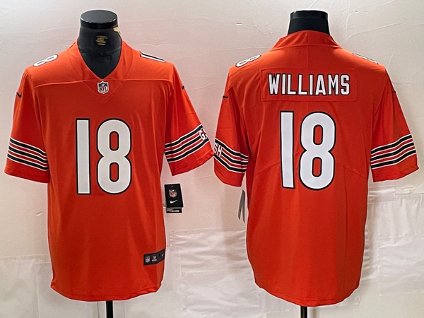 Men's Chicago Bears Caleb Williams #18 Orange Alternate 2024 NFL Draft Game Jersey