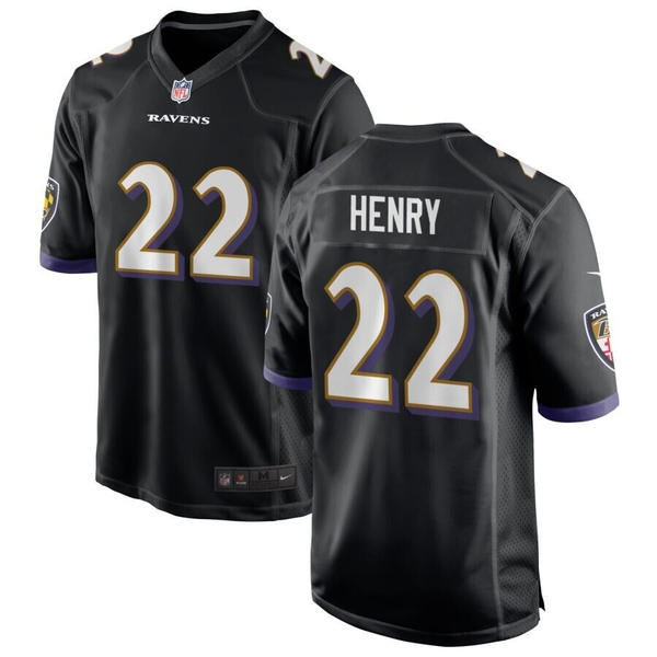 Men's Baltimore Ravens Derrick Henry #22 Black Game Player Jersey