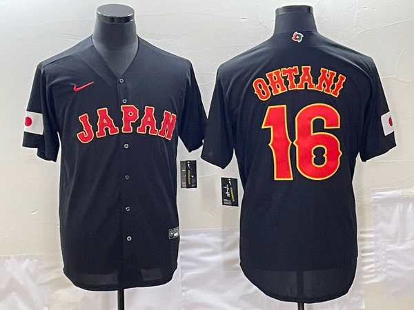 Men's 2023 World Baseball Classic #16 Shohei Ohtani Japan Black Jersey