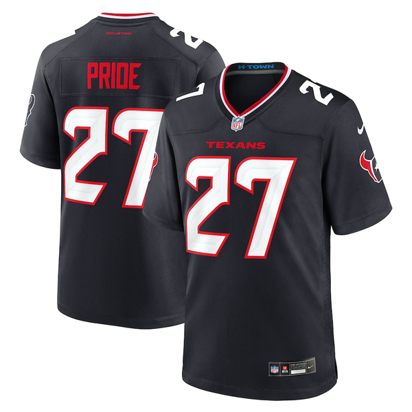 Men's Houston Texans Troy Pride #27 Navy Team Game Jersey