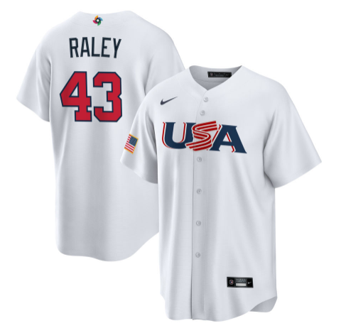 Men's 2023 World Baseball Classic #43 Luke Raley USA White Jersey