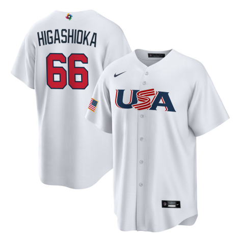 Men's 2023 World Baseball Classic #66 Kyle Higashioka USA White Jersey