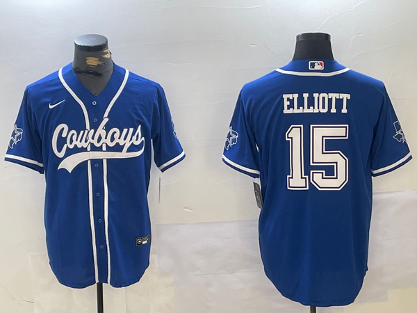 Men's Dallas Cowboys Ezekiel Elliott #15 Royal Game Jersey