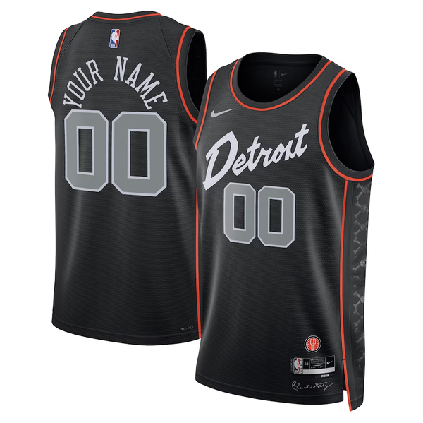 Men's Detroit Pistons Black 2023/24 Custom Swingman Jersey - City Edition