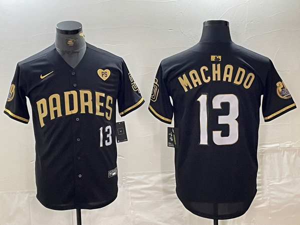 Men's San Diego Padres Manny Machado #13 Black Limited Player Jersey