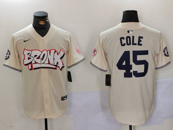 Men's New York Yankees Gerrit Cole #45 Cream Limited Player Jersey