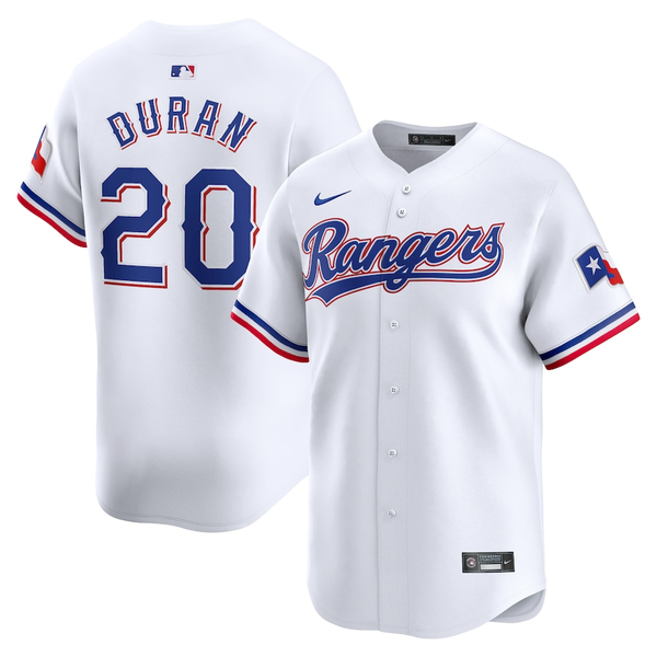 Men's Texas Rangers Ezequiel Duran #20 White Home Limited Player Jersey